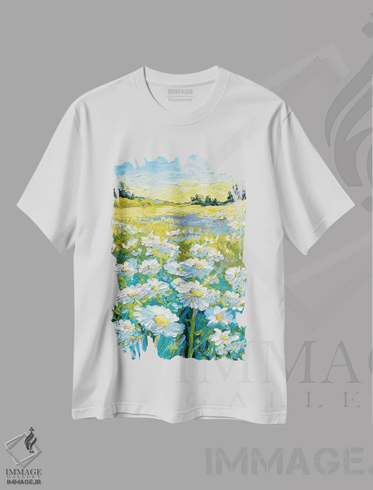 تیشرت سفید طرح دار مزارع تابستانی، مدیوم اثر دروتا کوسی | فروشگاه ایماژ