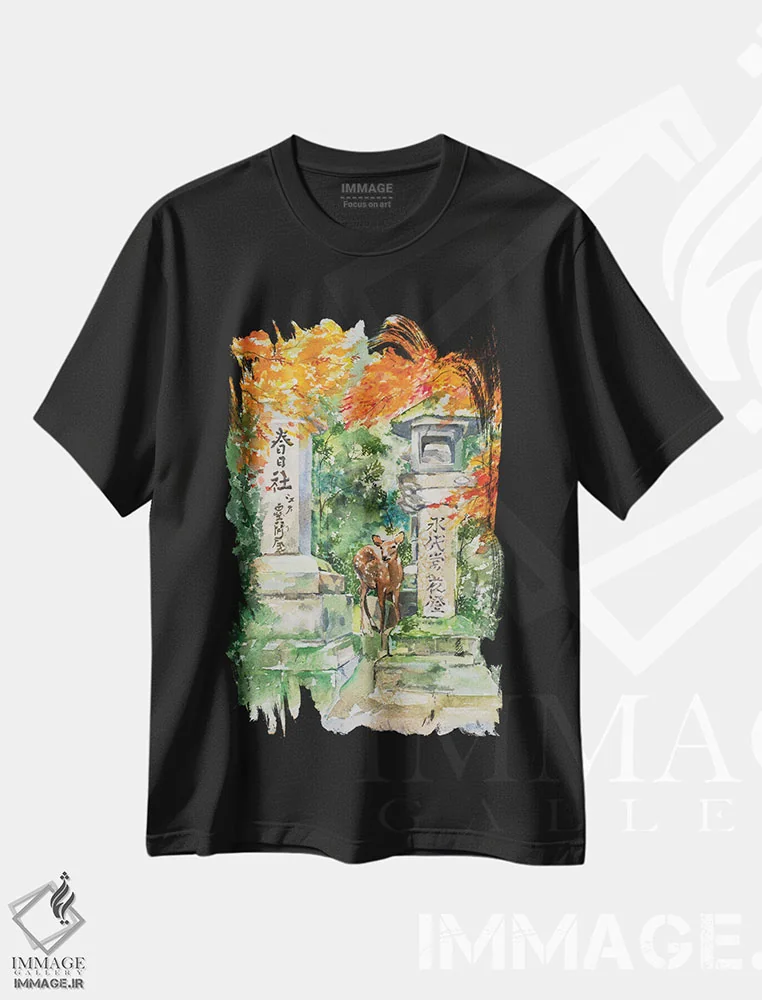 تیشرت مشکی طرح دار پاییز، هنر فاخر کلاسیک اثر هلن دوبروویچ | immage.ir