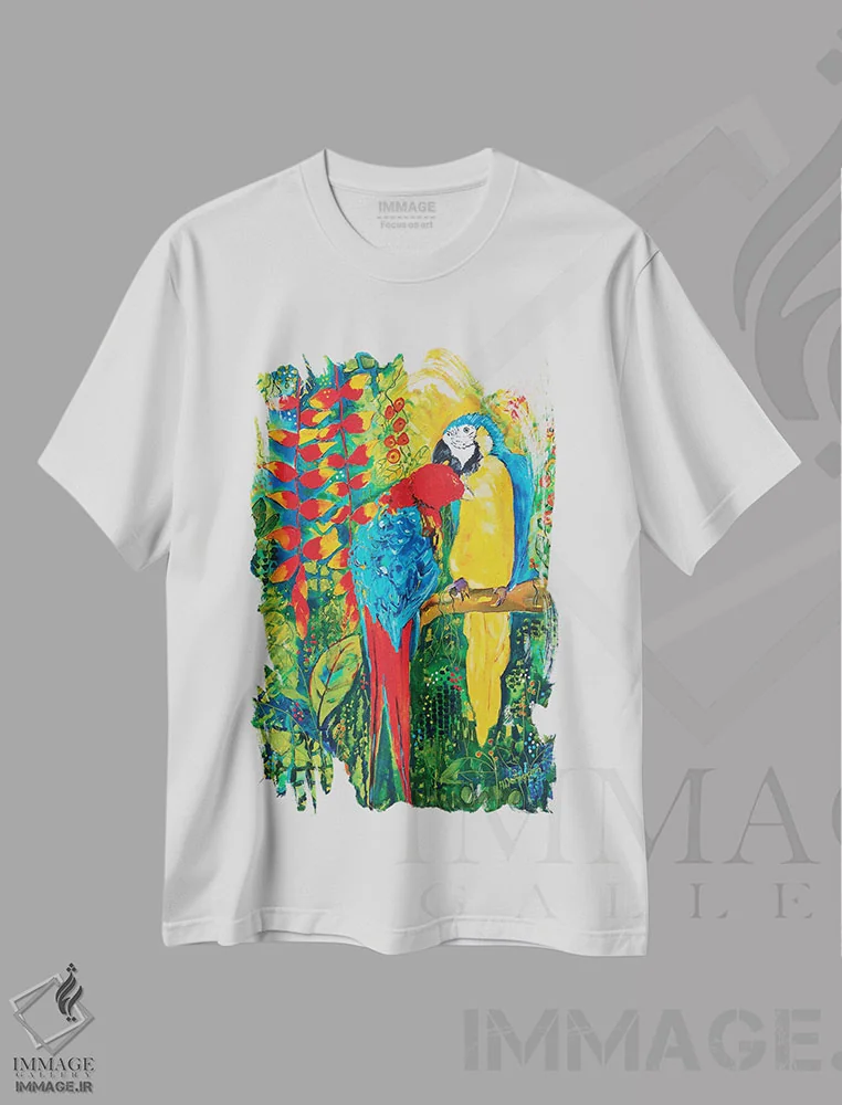 تیشرت سفید طرح دار بوسه صبحگاهی، هنر فاخر کلاسیک اثر هلن دوبروویچ | immage.ir