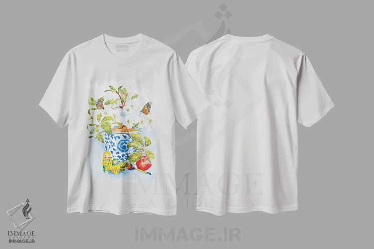 تیشرت سفید طرح دار عروسک های روسی من، هنر فاخر کلاسیک اثر هلن دوبروویچ | immage.ir