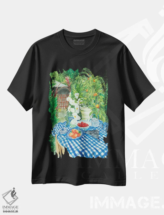 تیشرت مشکی طرح دار پیک نیک در کامپونگ، هنر فاخر کلاسیک اثر هلن دوبروویچ | فروشگاه ایماژ