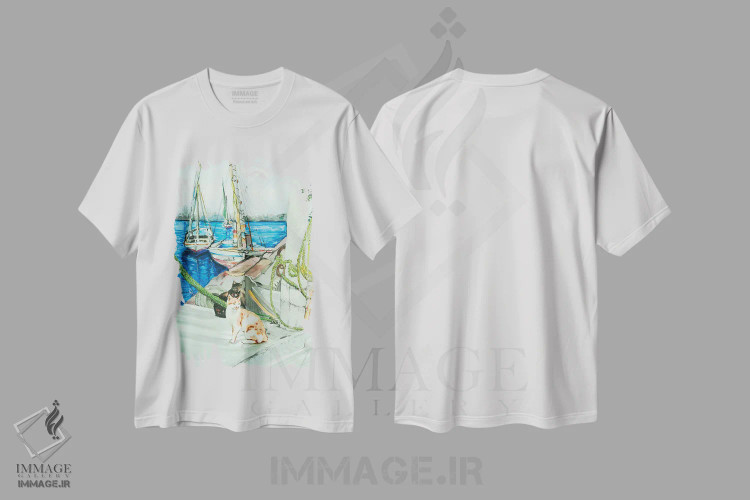 تیشرت سفید طرح دار گربه ها با فلوکاها، هنر فاخر کلاسیک اثر هلن دوبروویچ | immage.ir