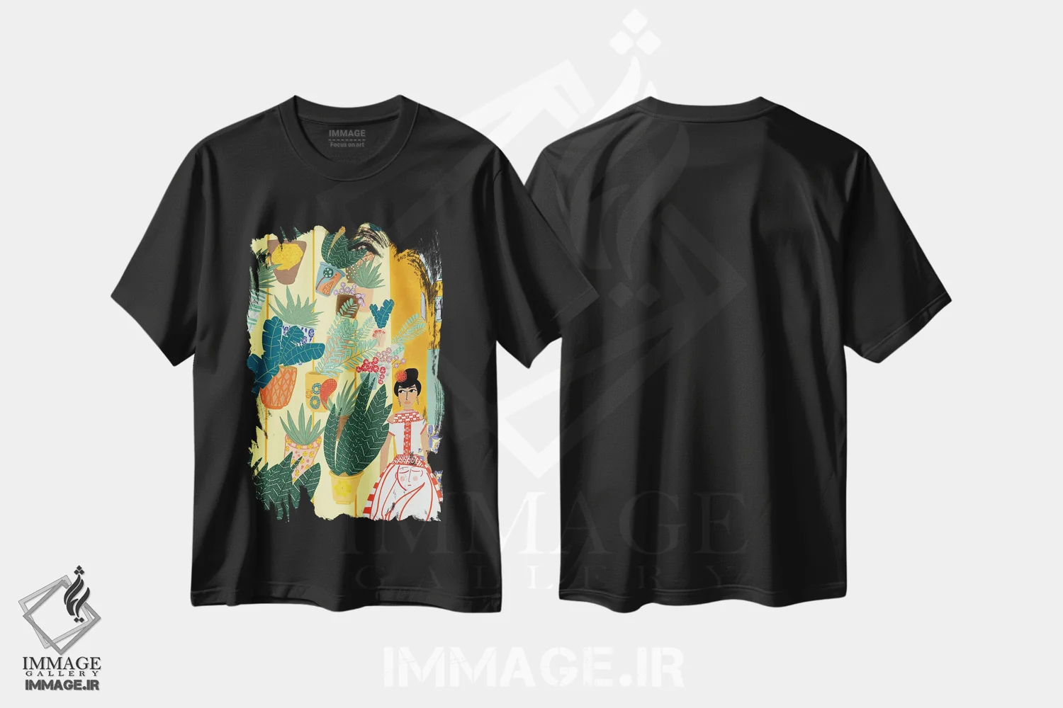 تیشرت مشکی طرح دار بانویی در سویا، دکور بوهمی اثر دینا راژین | immage.ir