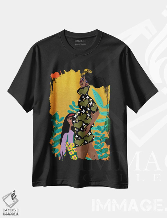تیشرت مشکی طرح دار ارتباط ابدی، دکور بوهمی اثر دینا راژین | فروشگاه ایماژ