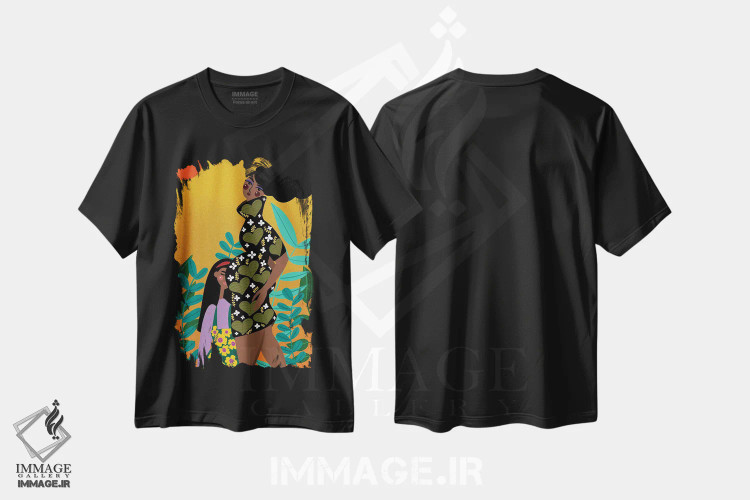 تیشرت مشکی طرح دار ارتباط ابدی، دکور بوهمی اثر دینا راژین | فروشگاه ایماژ