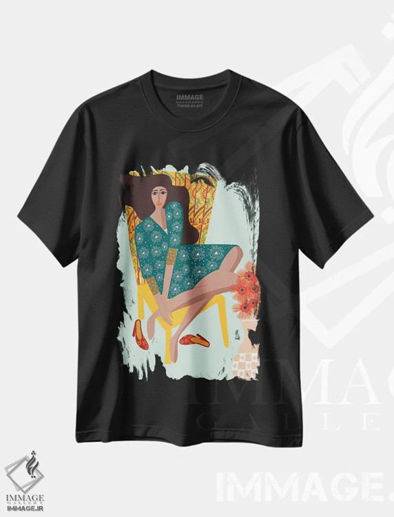 تیشرت مشکی طرح دار تنهایی، دکور بوهمی اثر دینا راژین | immage.ir
