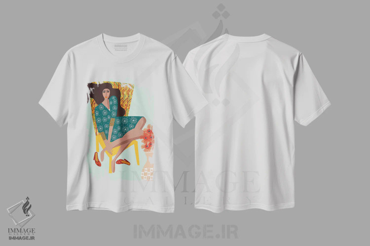 تیشرت سفید طرح دار تنهایی، دکور بوهمی اثر دینا راژین | فروشگاه ایماژ