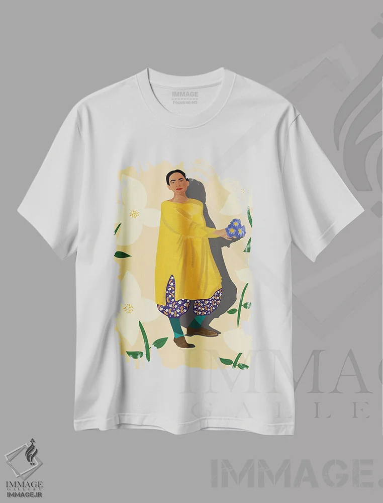 تیشرت سفید طرح دار اوکیف اثر دینا راژین | immage.ir
