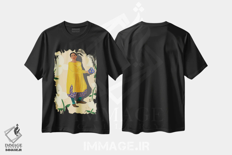 تیشرت مشکی طرح دار اوکیف اثر دینا راژین | فروشگاه ایماژ