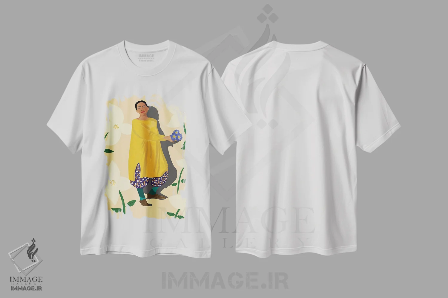 تیشرت سفید طرح دار اوکیف اثر دینا راژین | immage.ir