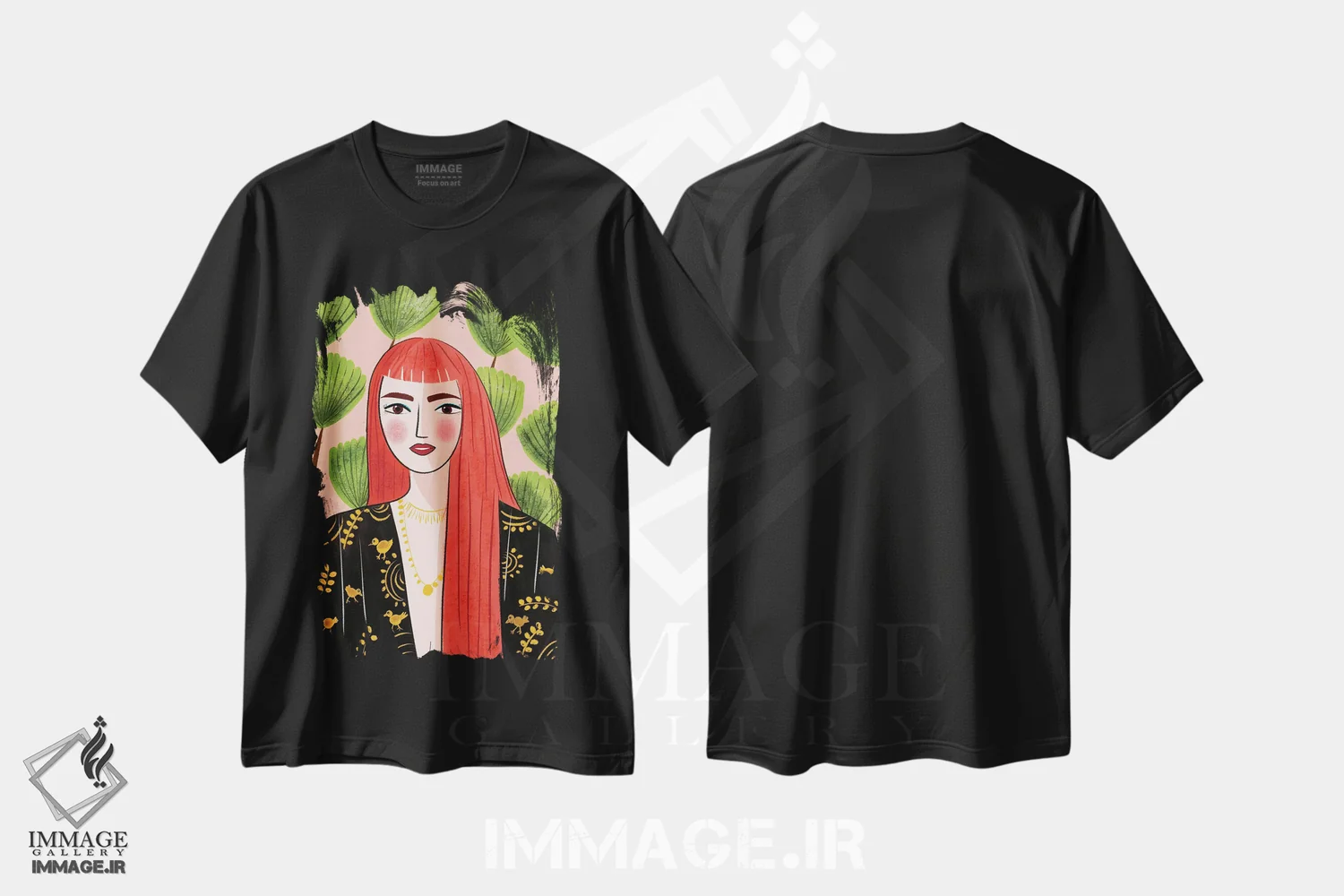 تیشرت مشکی طرح دار پرتره ای از یک موقرمز، دکور بوهمی اثر دینا راژین | immage.ir