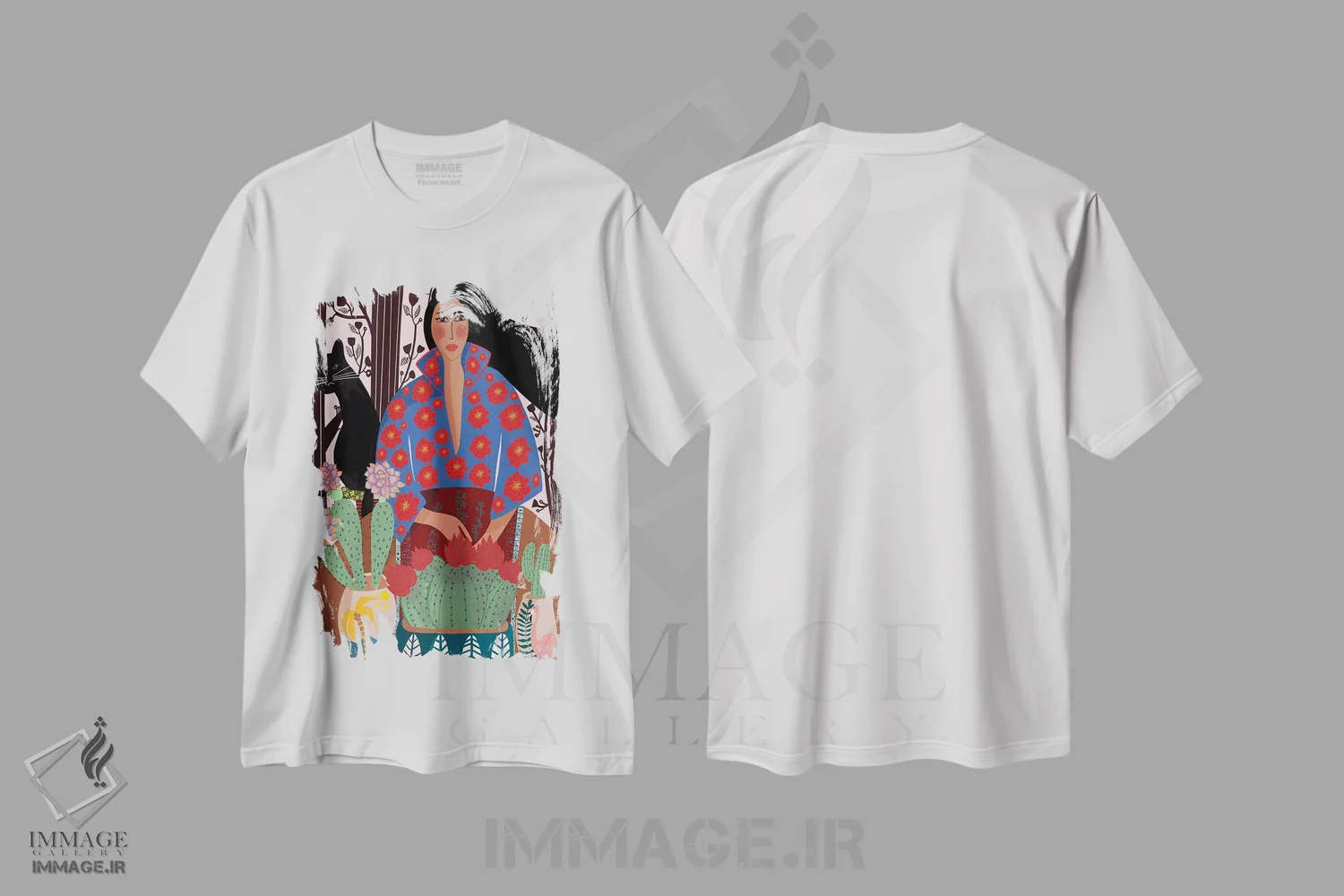 تیشرت سفید طرح دار کاکتوس، دکور بوهمی اثر دینا راژین | immage.ir