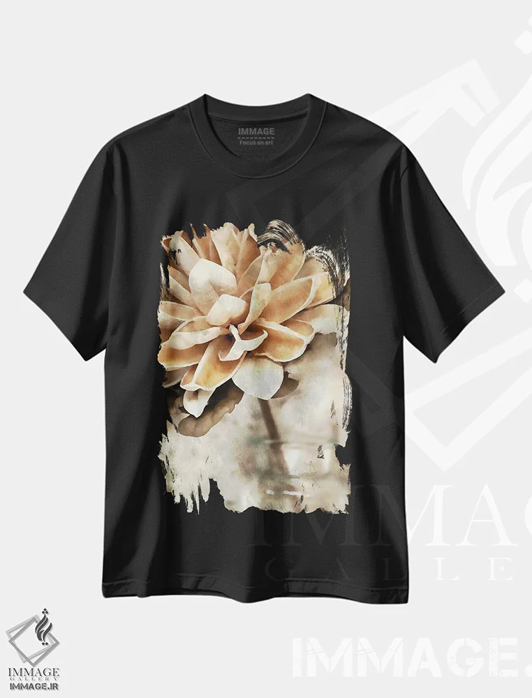 تیشرت مشکی طرح دار مگنولیا ۲، دکور بوهمی اثر دنیس براون | فروشگاه ایماژ