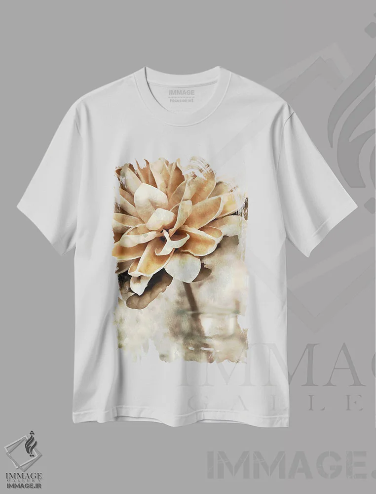 تیشرت سفید طرح دار مگنولیا ۲، دکور بوهمی اثر دنیس براون | immage.ir