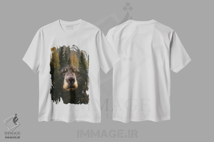تیشرت سفید طرح دار از میان درختان، دکور کلبه و لژ اثر دنیس براون | فروشگاه ایماژ