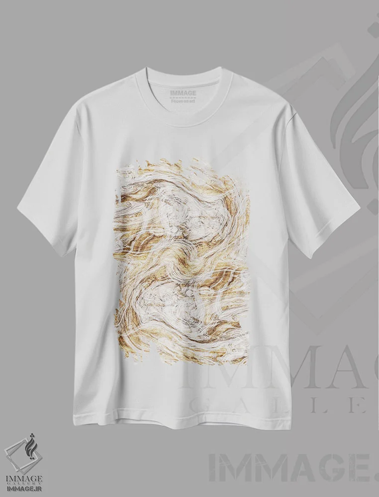 تیشرت سفید طرح دار ریزش ارگانیک ۱ اثر دنیس براون | immage.ir
