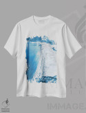 تیشرت سفید طرح دار ساحل، آبستره اثر دنیس براون | immage.ir