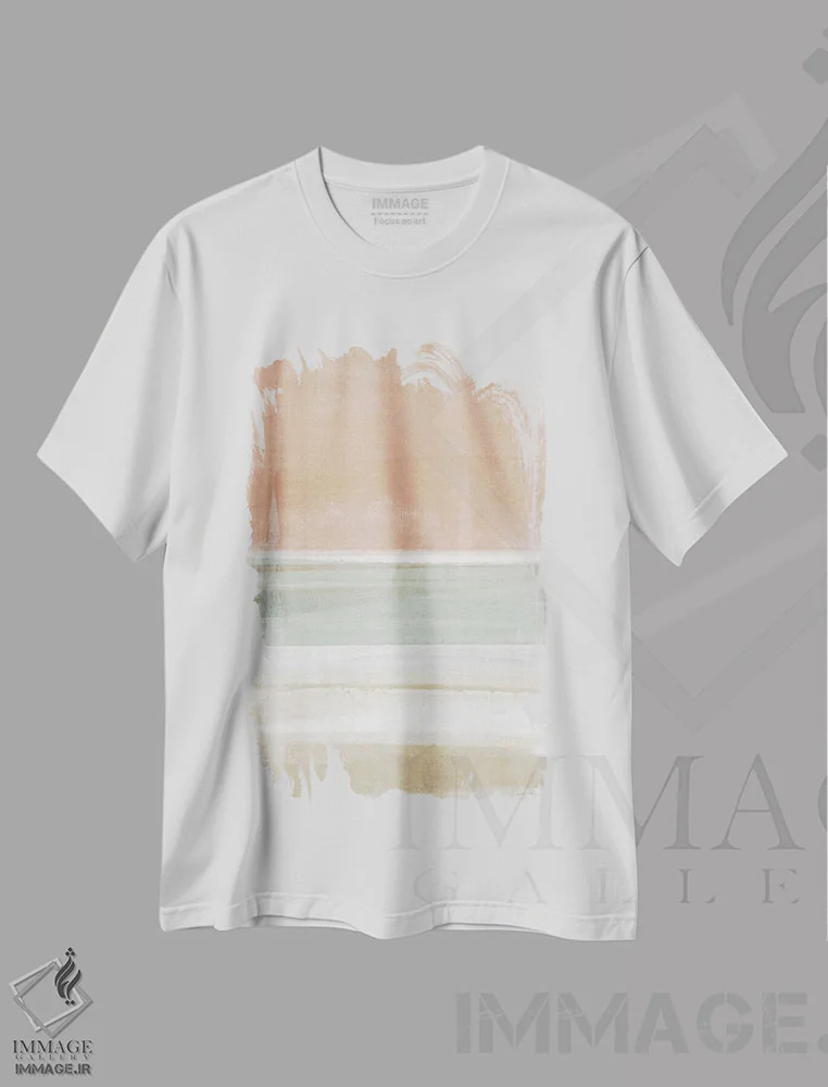 تیشرت سفید طرح دار حرکت قلم رنگ ۲ اثر دنیس براون | فروشگاه ایماژ