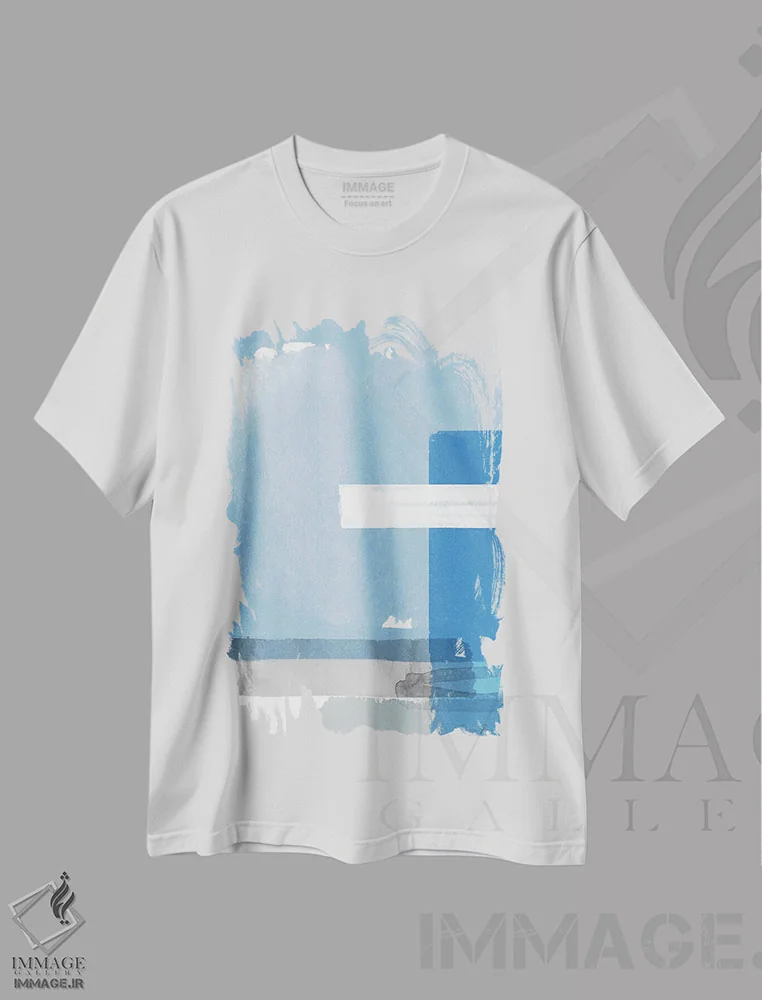 تیشرت سفید طرح دار سفر، آبستره اثر دنیس براون | فروشگاه ایماژ