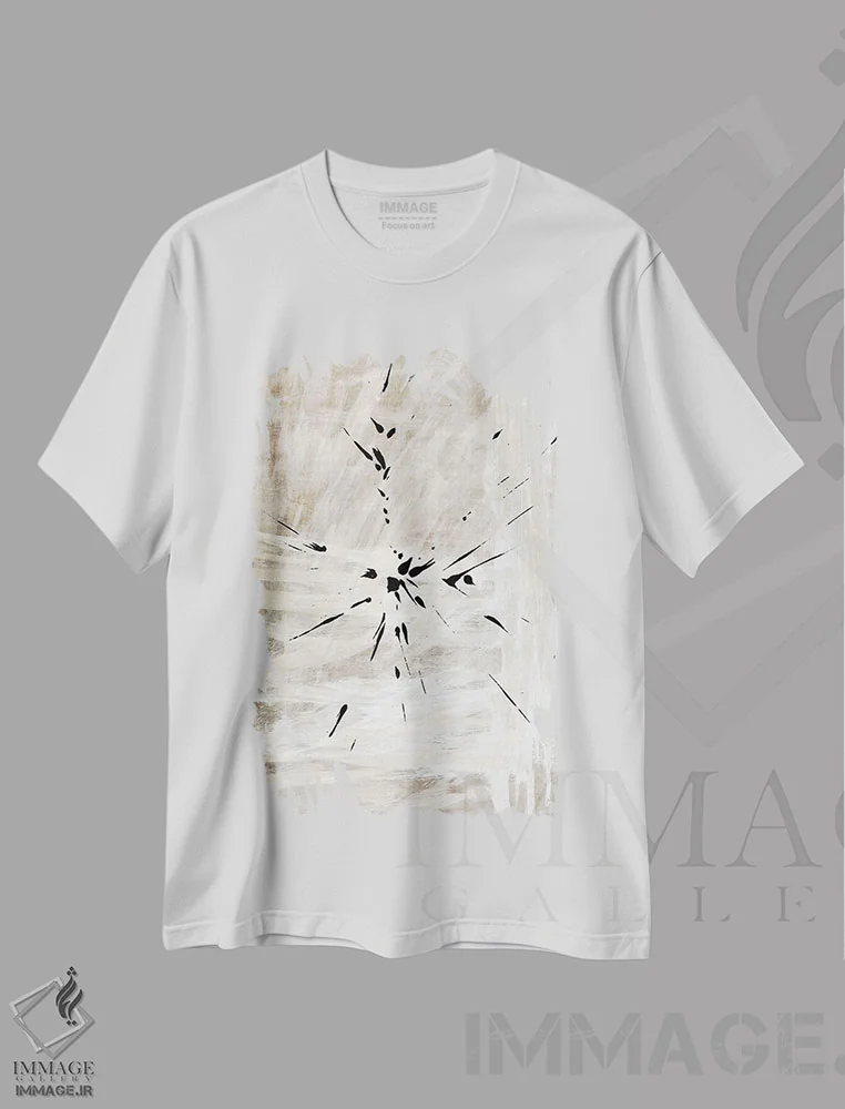 تیشرت سفید طرح دار مشکی مینیمال اثر دنیس براون | immage.ir