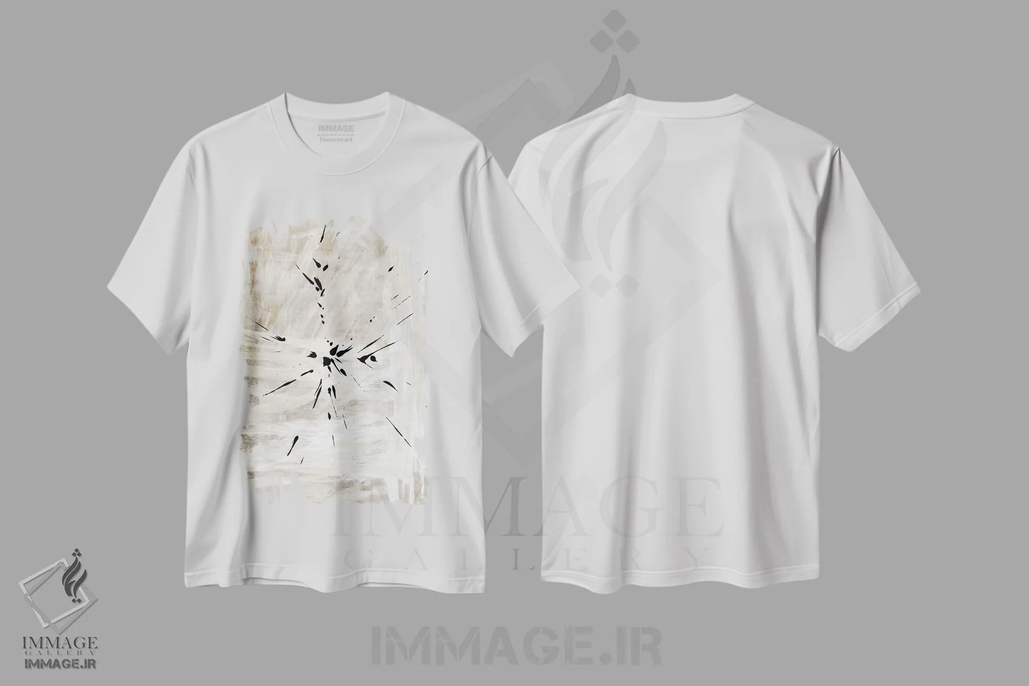 تیشرت سفید طرح دار مشکی مینیمال اثر دنیس براون | immage.ir