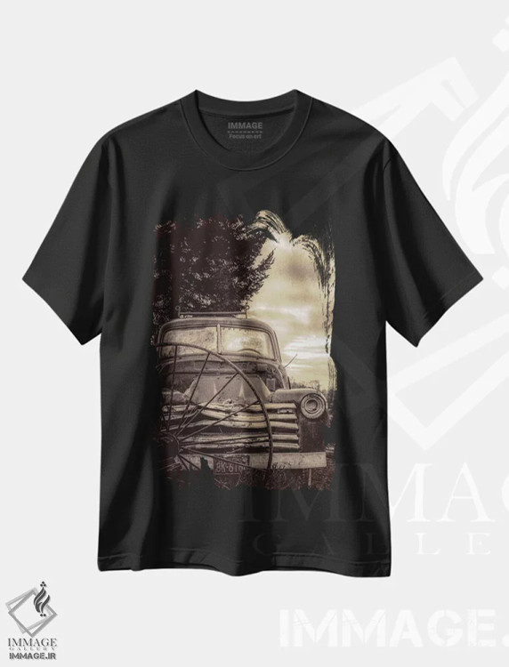 تیشرت مشکی طرح دار کامیون کلاسیک، تزئینی اثر دان شوارتز | immage.ir