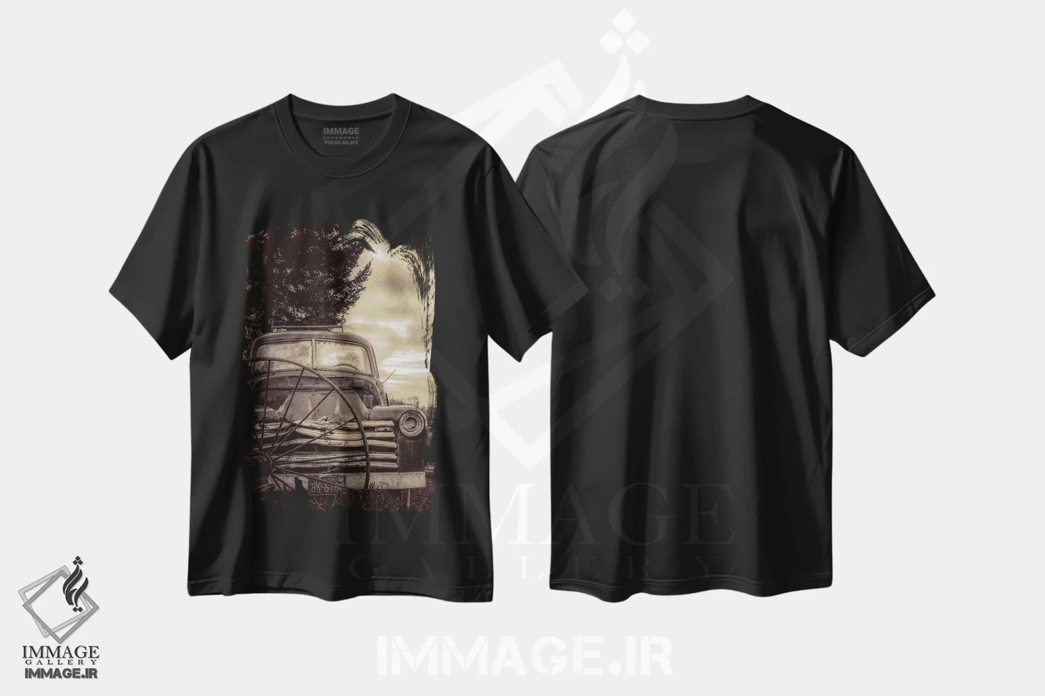 تیشرت مشکی طرح دار کامیون کلاسیک، تزئینی اثر دان شوارتز | immage.ir