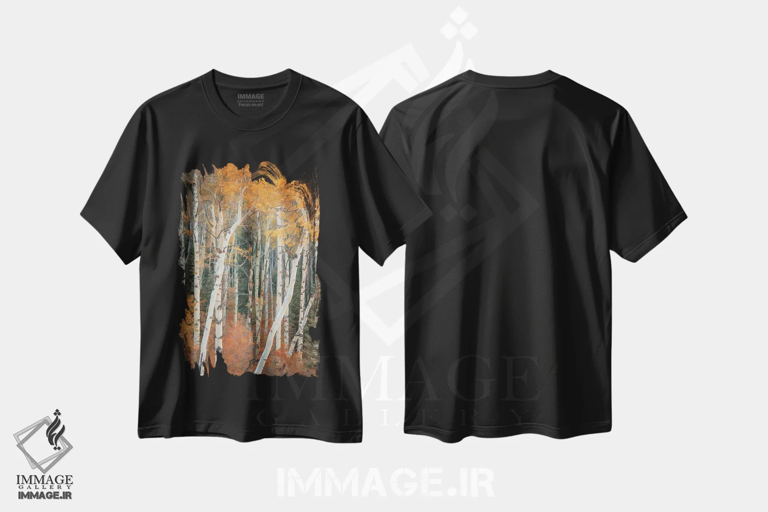 تیشرت مشکی طرح دار جنگل پاییزی، مدیوم اثر دان شوارتز | immage.ir
