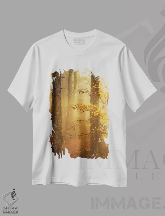 تیشرت سفید طرح دار در مسیر جنگل مه آلود، مدیوم اثر دان شوارتز | immage.ir