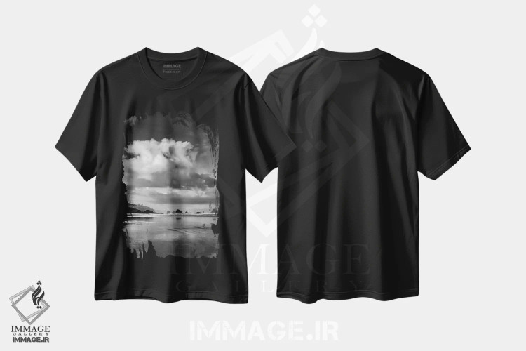تیشرت مشکی طرح دار صبح هوای صاف، عکاسی سیاه و سفید اثر دان شوارتز | فروشگاه ایماژ