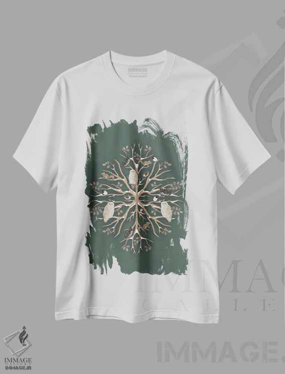 تیشرت سفید طرح دار کریسمس جنگلی، هنر دیجیتال اثر دارلین سیل | فروشگاه ایماژ