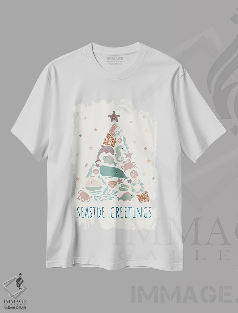 تیشرت سفید طرح دار کریسمس ساحلی، کریسمس ساحلی اثر دارلین سیل | immage.ir