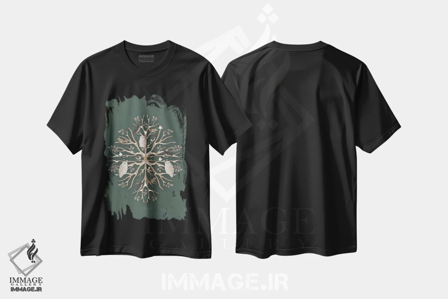 تیشرت مشکی طرح دار کریسمس جنگلی، هنر دیجیتال اثر دارلین سیل | immage.ir