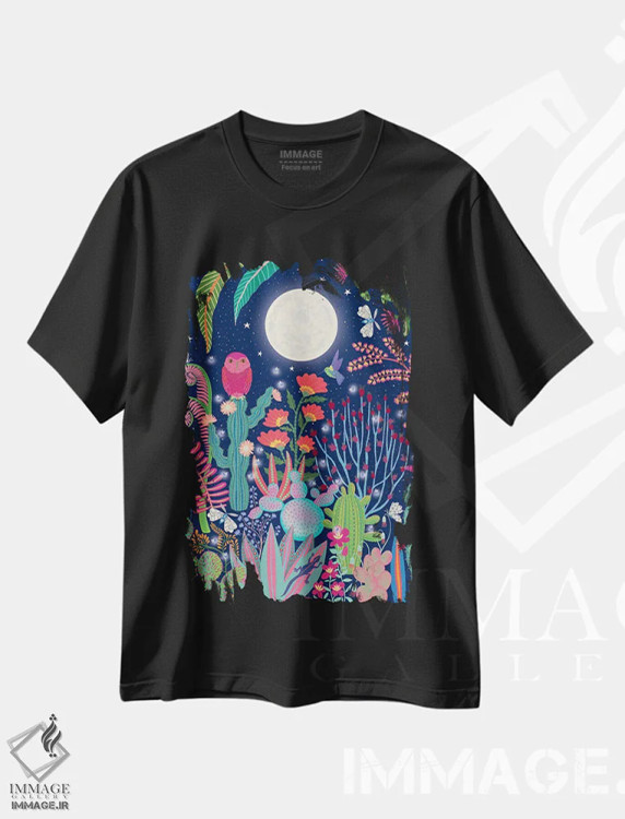 تیشرت مشکی طرح دار جغد ماه، مدیوم اثر دارلین سیل | immage.ir