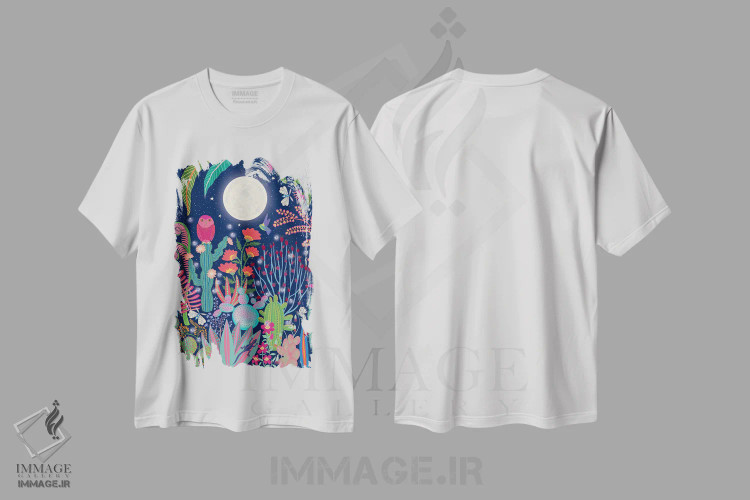تیشرت سفید طرح دار جغد ماه، مدیوم اثر دارلین سیل | فروشگاه ایماژ