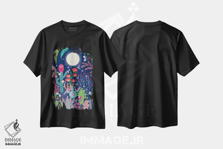 تیشرت مشکی طرح دار جغد ماه، مدیوم اثر دارلین سیل | immage.ir