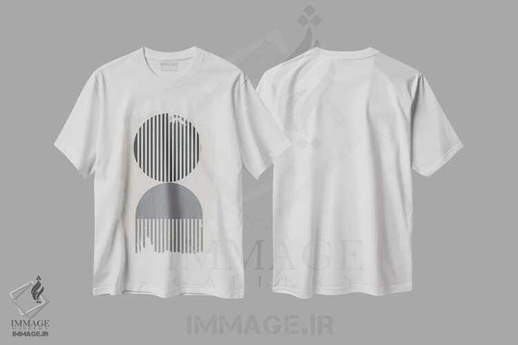 تیشرت سفید طرح دار نوارهای عمودی یک، آبستره اثر دنیلا سانتیاگو | immage.ir