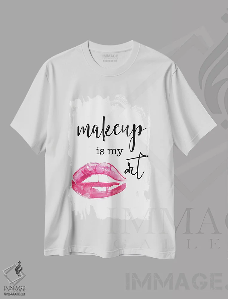 تیشرت سفید طرح دار آرایش هنر من است، تزئینی اثر دنیلا سانتیاگو | فروشگاه ایماژ