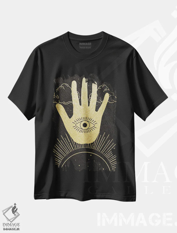 تیشرت مشکی طرح دار نخل آسمانی، هنر دیجیتال اثر دنیلا سانتیاگو | immage.ir