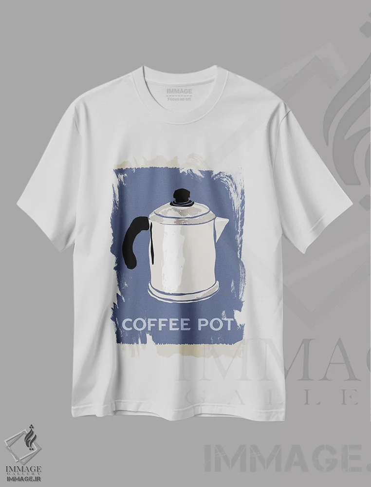 تیشرت سفید طرح دار قهوه مدرن یک، هنر دیجیتال اثر دنیلا سانتیاگو | فروشگاه ایماژ