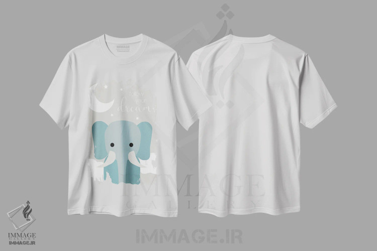 تیشرت سفید طرح دار فیل رویاها، هنر دیجیتال اثر دنیلا سانتیاگو | immage.ir