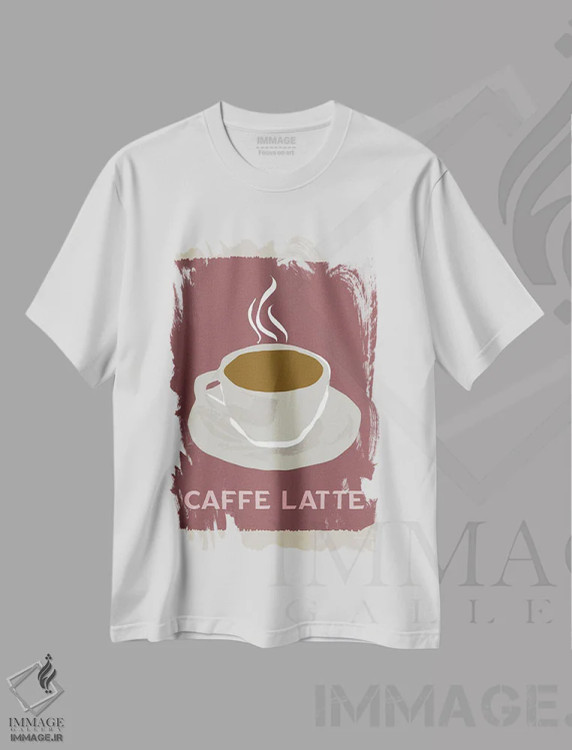 تیشرت سفید طرح دار قهوه مدرن سه، هنر دیجیتال اثر دنیلا سانتیاگو | فروشگاه ایماژ