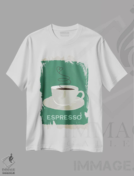 تیشرت سفید طرح دار قهوه مدرن چهار، هنر دیجیتال اثر دنیلا سانتیاگو | immage.ir