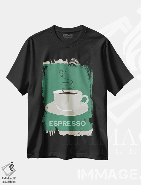 تیشرت مشکی طرح دار قهوه مدرن چهار، هنر دیجیتال اثر دنیلا سانتیاگو | فروشگاه ایماژ