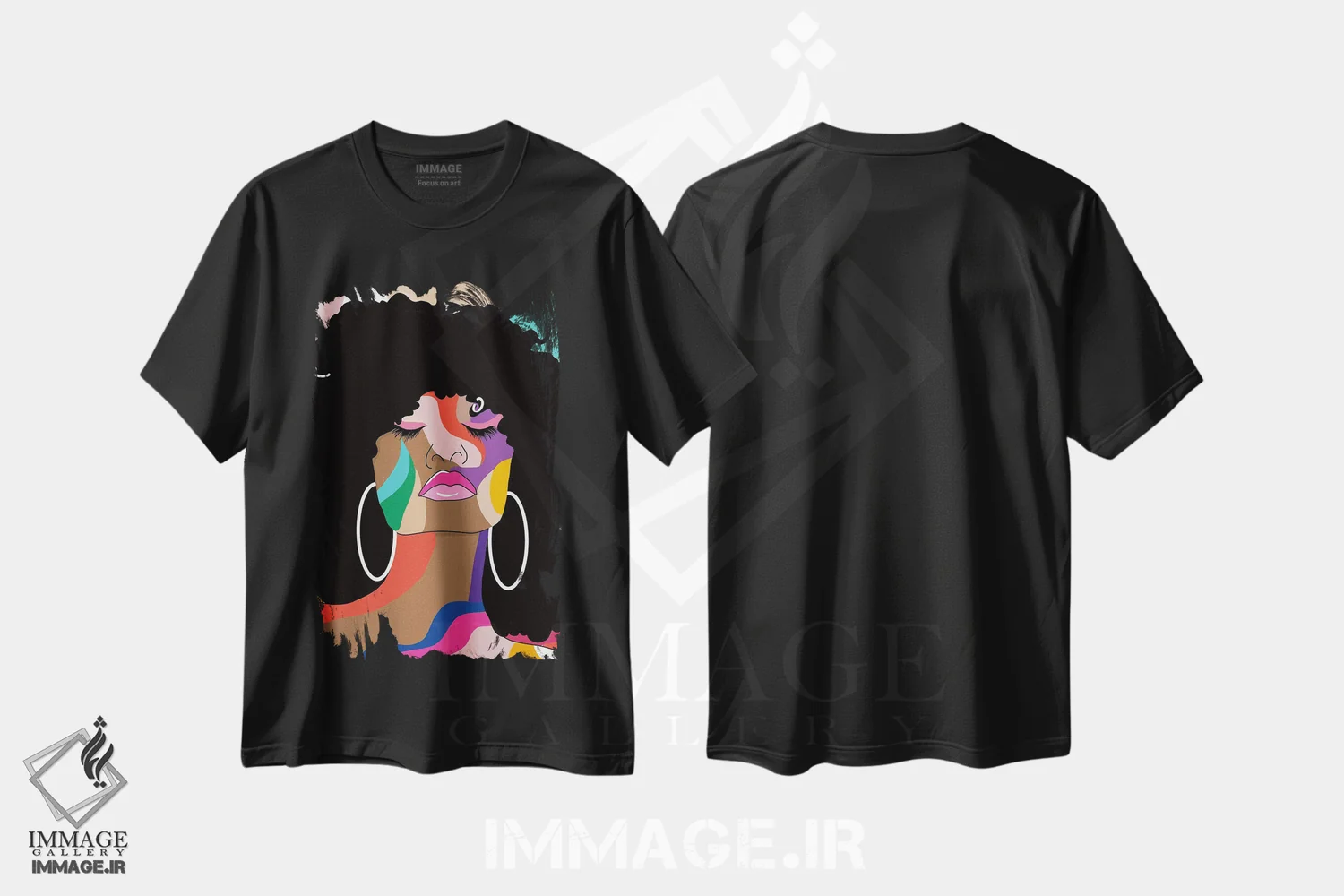 تیشرت مشکی طرح دار دنیای رنگ ها، هنر آمریکایی آفریقایی تبار اثر دنیلا سانتیاگو | immage.ir