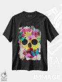 تیشرت مشکی طرح دار جمجمه گل دار، هنر دیجیتال اثر دنیلا سانتیاگو | immage.ir
