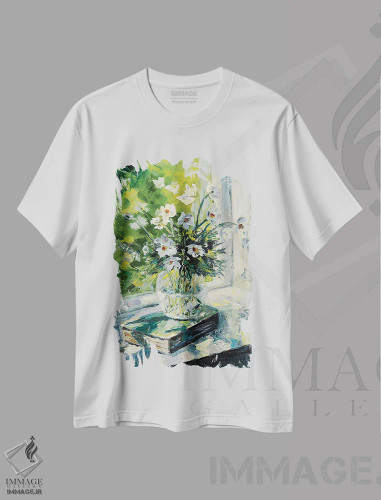 تیشرت سفید طرح دار زندگی در رؤیا، دکور معاصر اثر دانا سورکینا | فروشگاه ایماژ