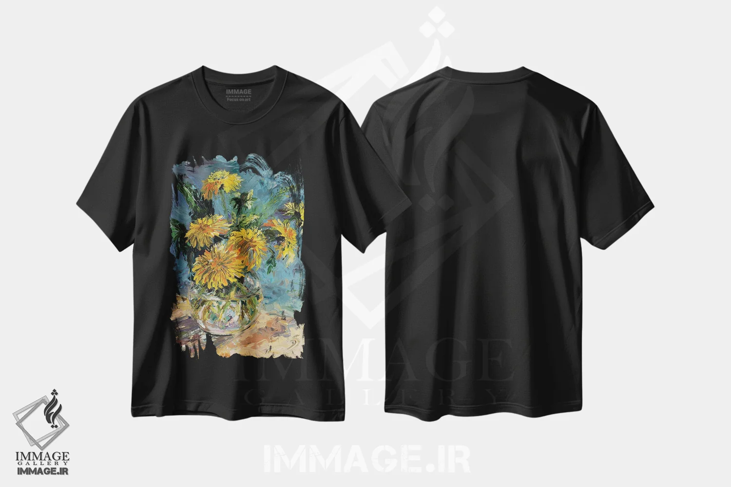 تیشرت مشکی طرح دار با من برقص، چرخش زرد، دکور معاصر اثر دانا سورکینا | فروشگاه ایماژ