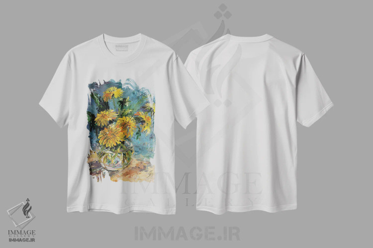 تیشرت سفید طرح دار با من برقص، چرخش زرد، دکور معاصر اثر دانا سورکینا | immage.ir