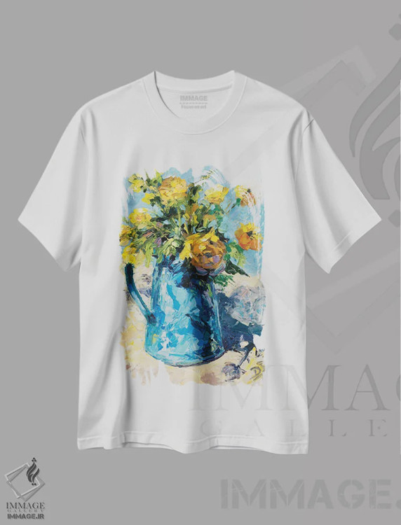 تیشرت سفید طرح دار والس آبی، دکور معاصر اثر دانا سورکینا | immage.ir